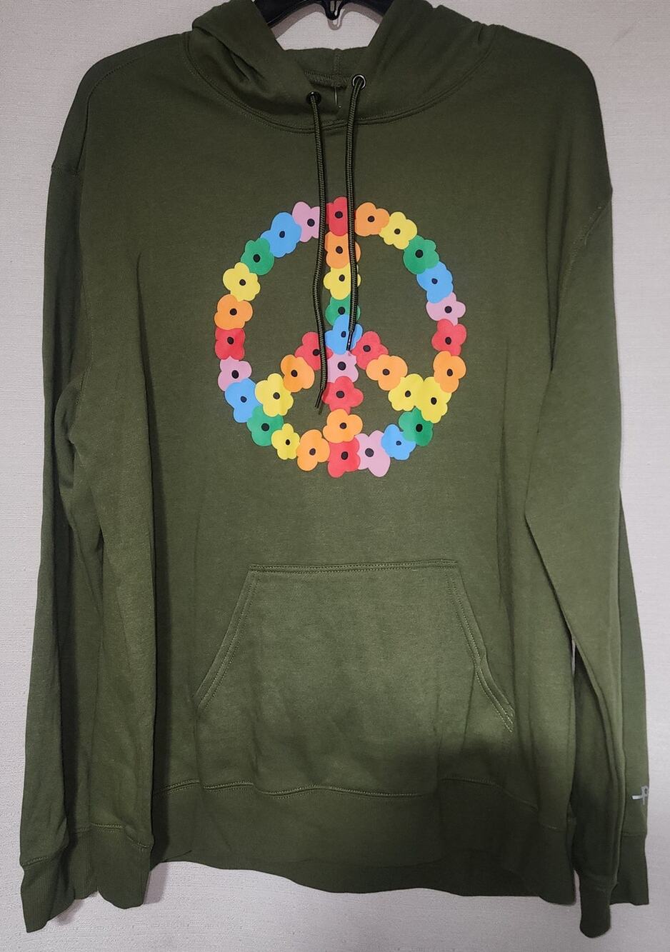 The phluid project peace sign green hoodie women's large